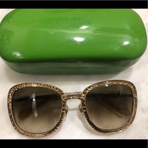 Kate Spade Gold Sunglasses with Green Case